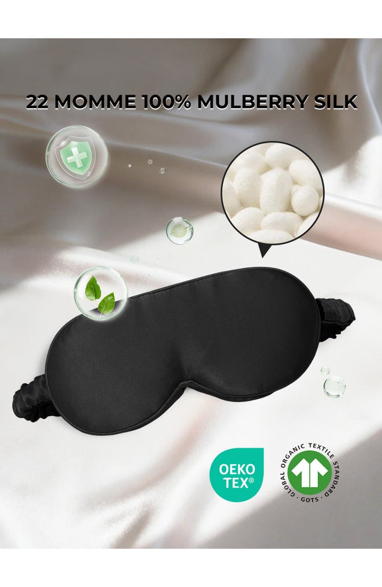SILKSILKY 22 Momme Mulberry Silk Upgraded 3D Adjustable Eye Mask, Alternate, color, Black