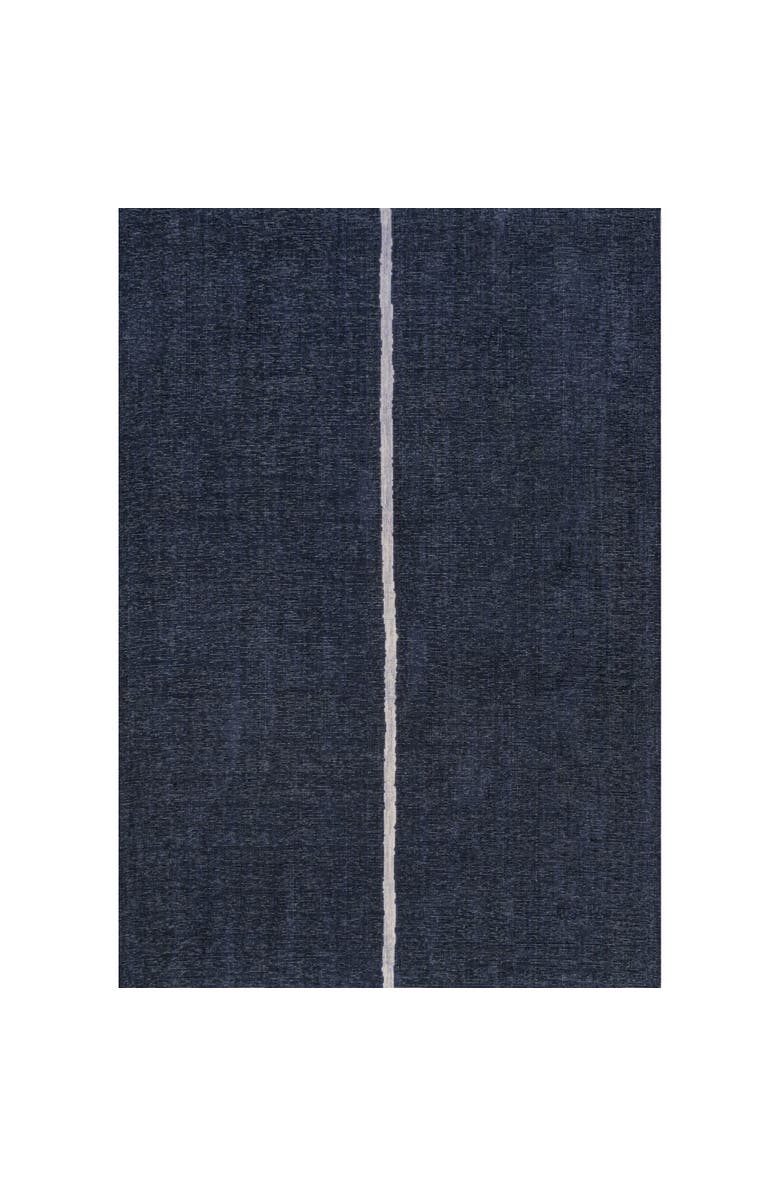 JONATHAN Y Linja Solid Centre Stripe Machine-Washable Area Rug, Alternate, color, Navy/Gray
