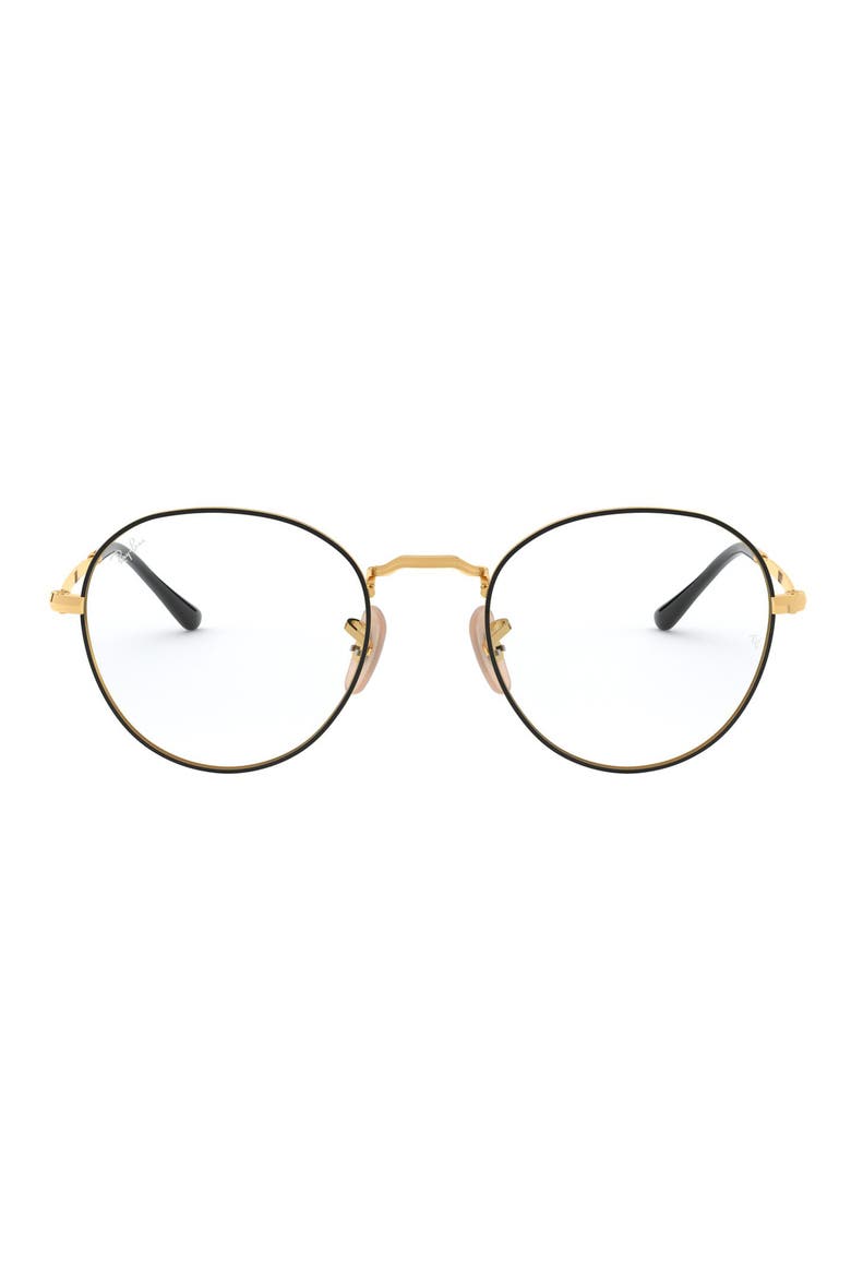 49mm Round Optical Glasses, Main, color, GOLD BLACK