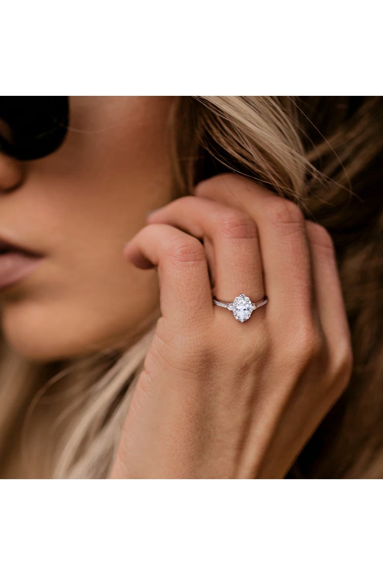 Lab-Grown Diamond Halo Engagement Ring 14k, Alternate, color, White Gold