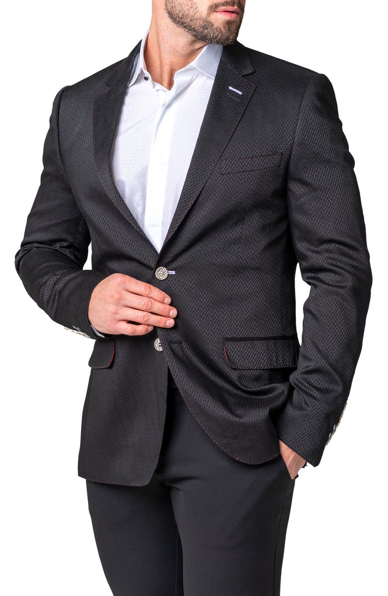 Maceoo Socrates Blue Black Sport Coat, Alternate, color, Black