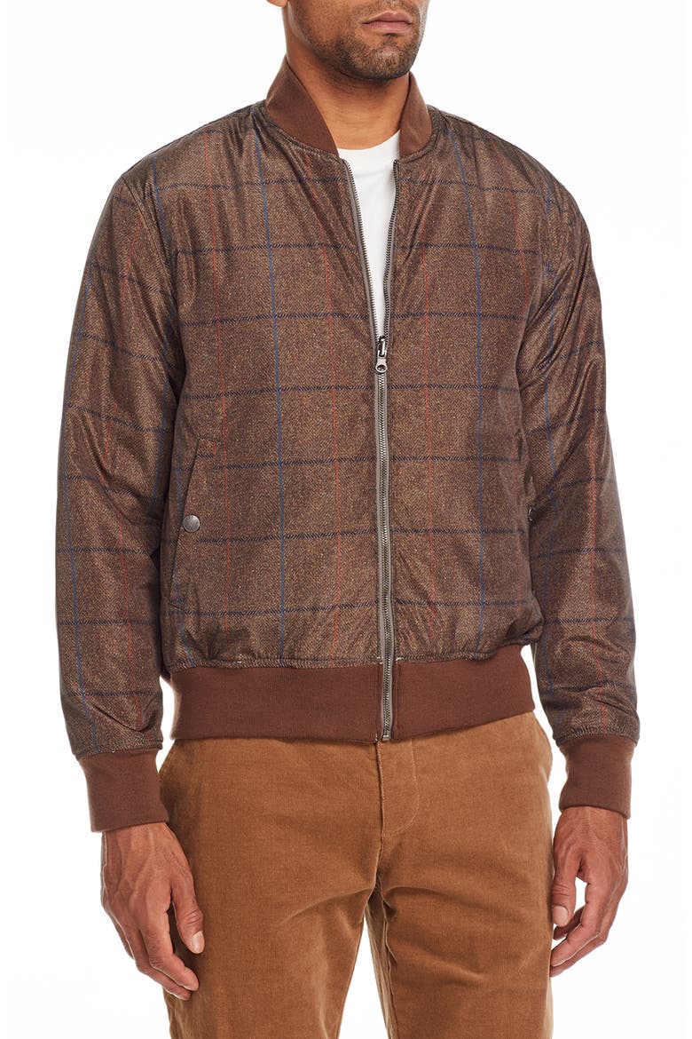 Herringbone Reversible Bomber Jacket, Alternate, color, BROWN