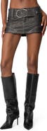 EDIKTED Belted Low Rise Faux Leather Miniskort