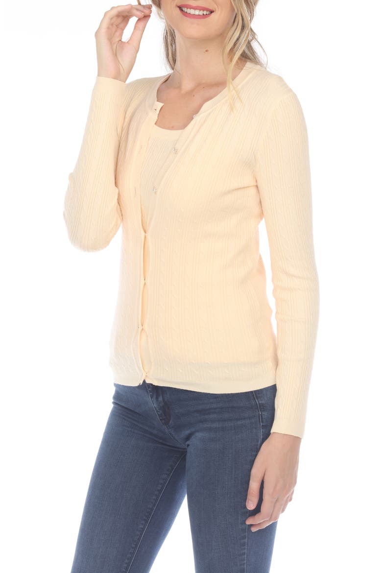 Crewneck Button-Up Knit Top, Alternate, color, BEIGE