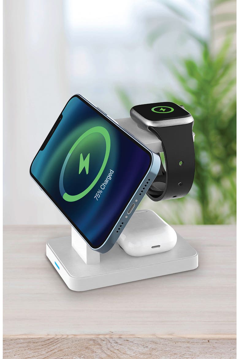 3-in-1 MagSafe Wireless Charging Stand, Alternate, color, WHITE