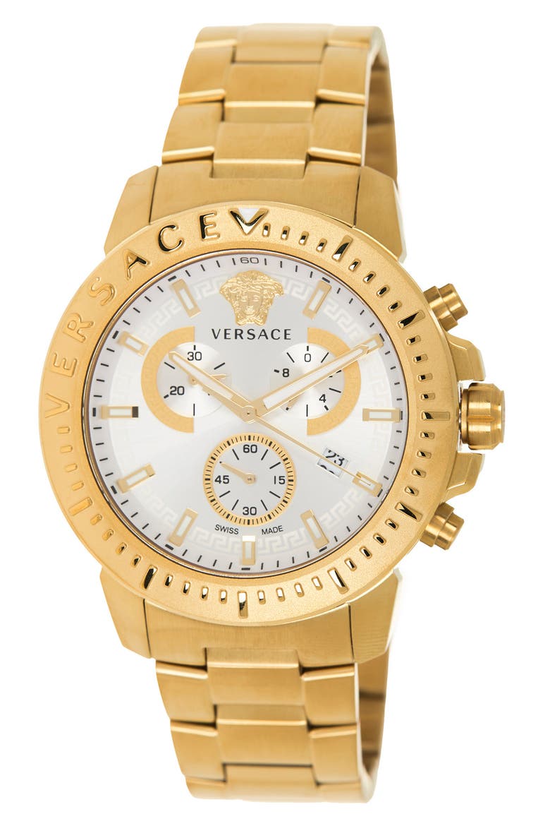Men's New Chrono Bracelet Watch, 45mm, Main, color, GOLD