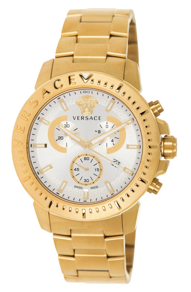 Versace Men's New Chrono Bracelet Watch, 45mm, Main, color, Gold
