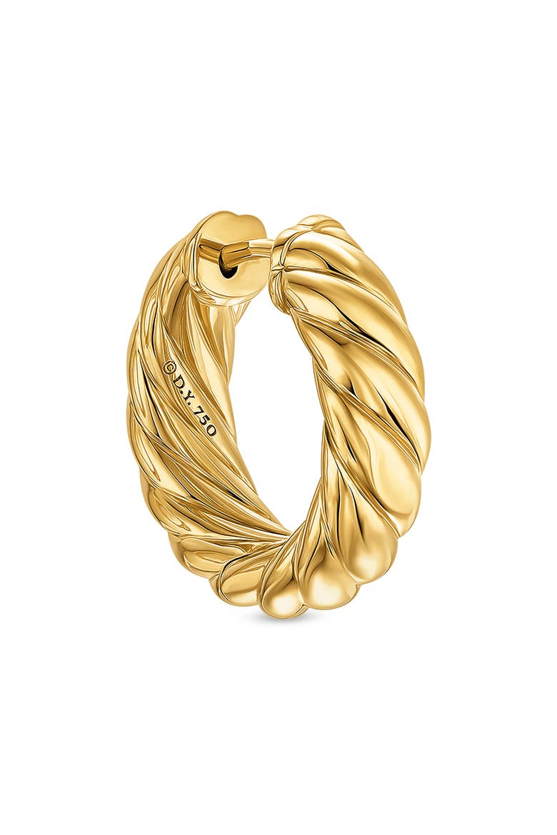 Sculpted Cable Hoop Earrings in 18K Yellow Gold, 18.6mm, Alternate, color, YELLOW GOLD