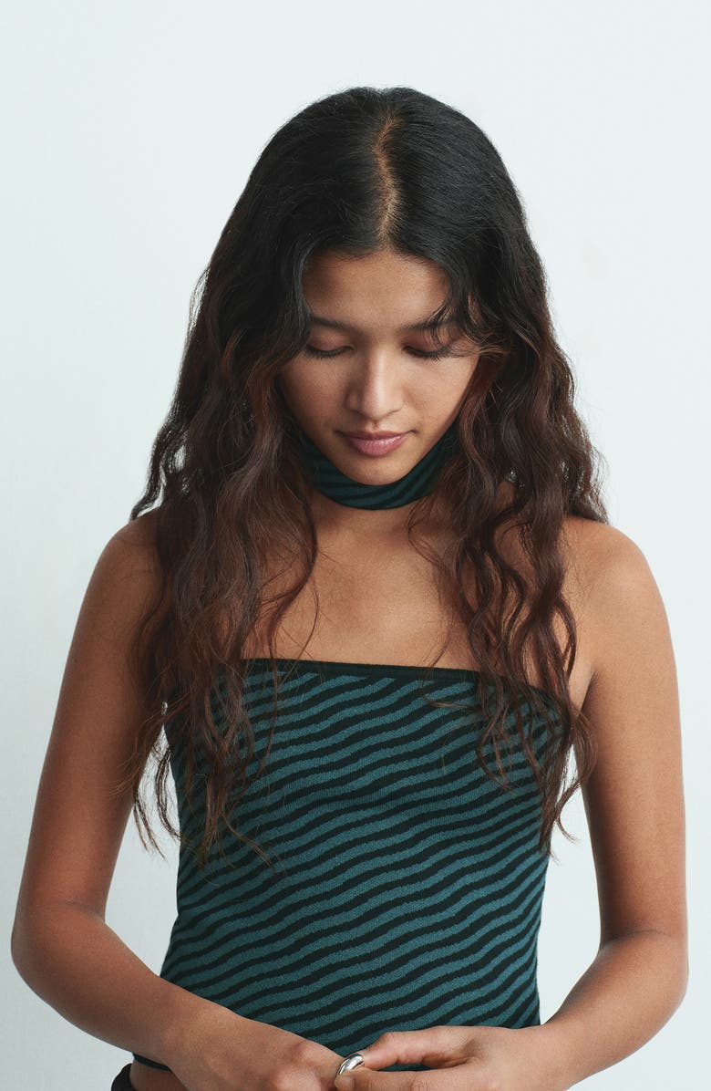 MANGO TEEN Stripe Tube Top, Alternate, color, Green
