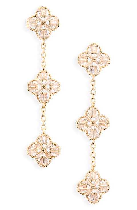 Crystal Clover Linear Drop Earrings