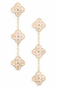 Crystal Clover Linear Drop Earrings