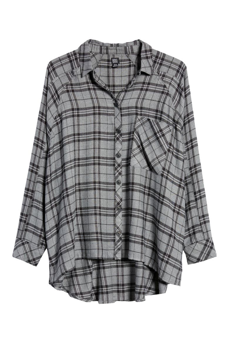Urban Outfitters Brendon Flannel Shirt, Alternate, color, GREY