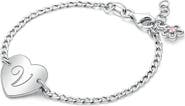 Tiny Blessings Sterling Silver Lovely Heart ID Bracelet & Engraved Initial 6" Bracelet