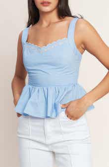 FLYING TOMATO Embroidered Peplum Tank