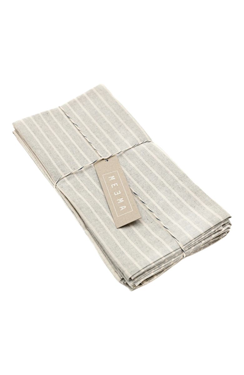 Meema Striped Cotton Napkin Set of 4, Alternate, color, Grey