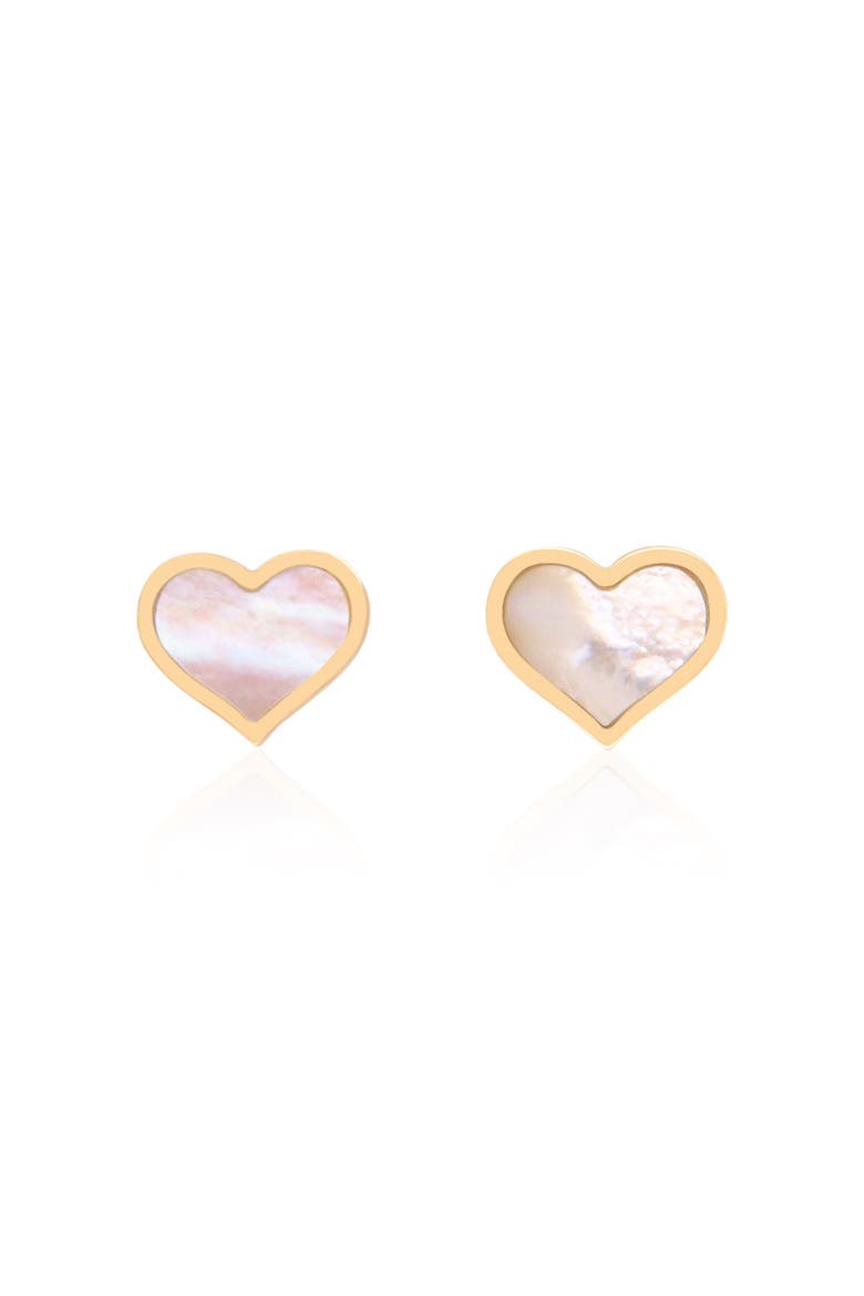 Large Mother of Pearl Heart Stud Earrings, Alternate, color, Mother of Pearl