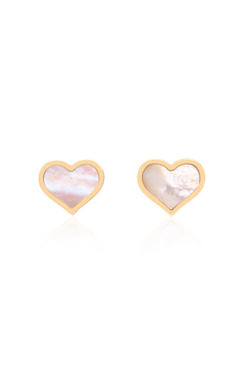 The Lovery Fine Jewelry Large Mother of Pearl Heart Stud Earrings, Alternate, color, Mother Of Pearl