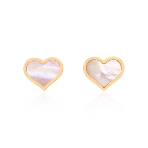 The Lovery Fine Jewelry Large Mother Of Pearl Heart Stud Earrings In Gold