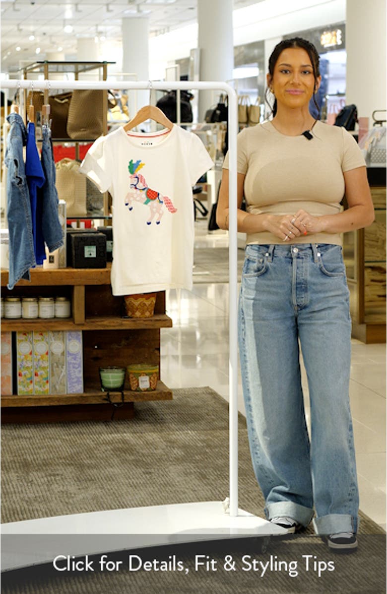 Kids' Horse Appliqué Puff Sleeve Cotton Graphic T-Shirt, sales video thumbnail