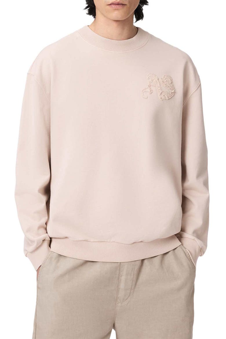 Insignia Graphic Appliqué Cotton Sweatshirt, Main, color, CRYSTAL PINK