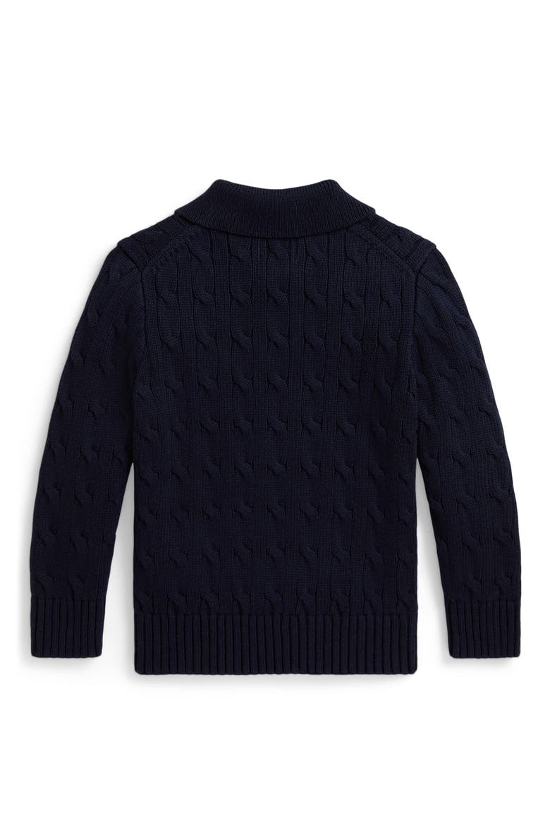 Kids' Cable Knit Cotton Polo Sweater, Alternate, color, RL NAVY