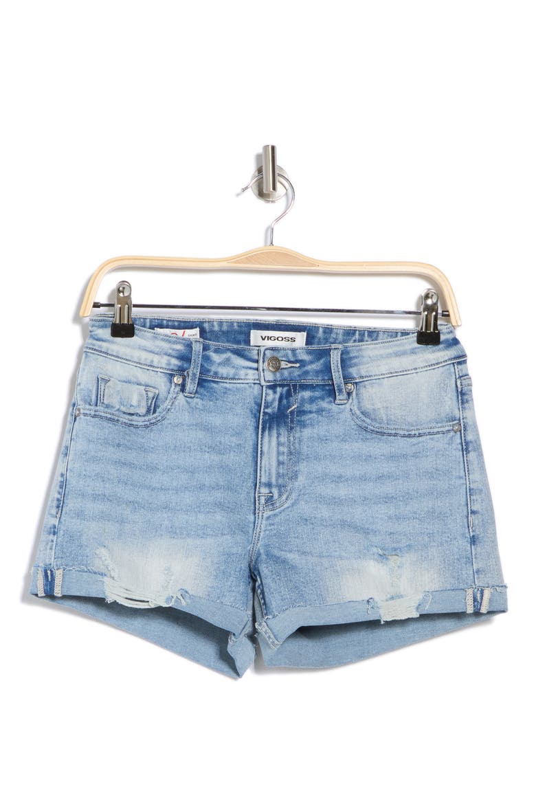 Marley Ripped Mid Rise Denim Shorts, Alternate, color, LIGHT WASH
