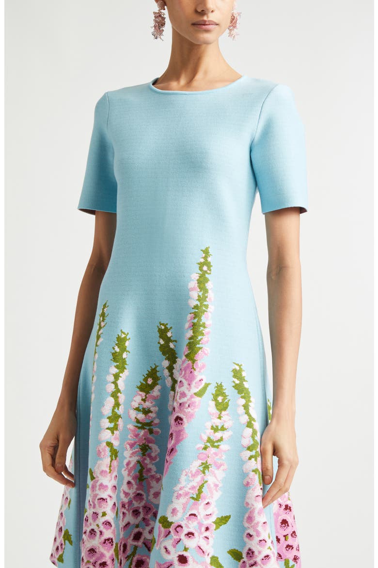 Foxglove Jacquard Knit Fit & Flare Dress, Alternate, color, LILAC/ SKY