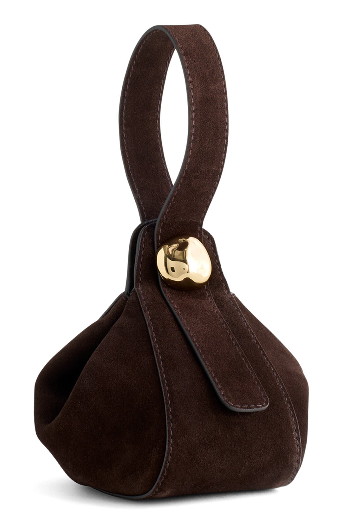 Madewell The Sculpted Metal Wristlet Suede Handbag, Alternate, color, 