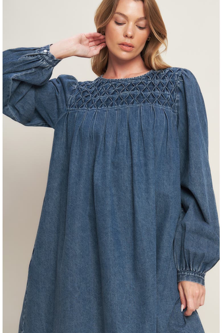 Long Sleeve Denim Minidress, Alternate, color, MEDIUM INDIGO