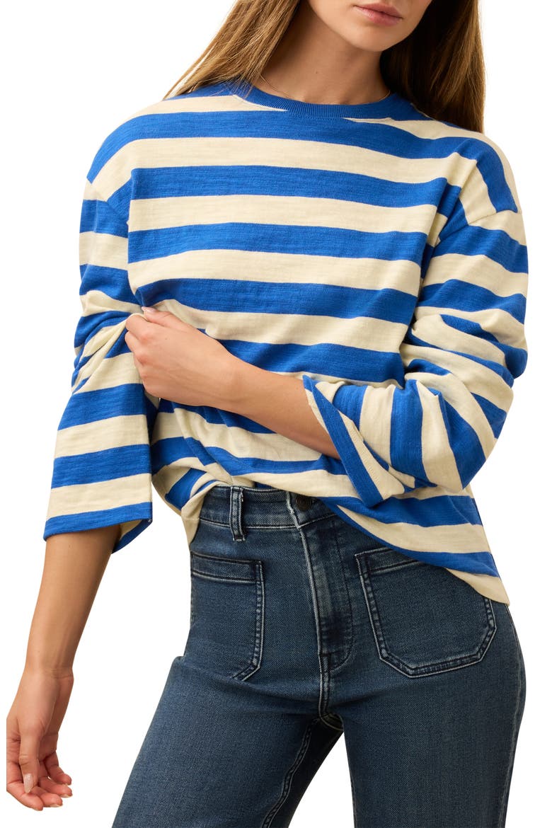 Sunwashed Stripe Long Sleeve Organic Cotton Slub T-Shirt, Main, color, SEA STRIPE