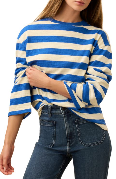 Sunwashed Stripe Long Sleeve Organic Cotton Slub T-Shirt