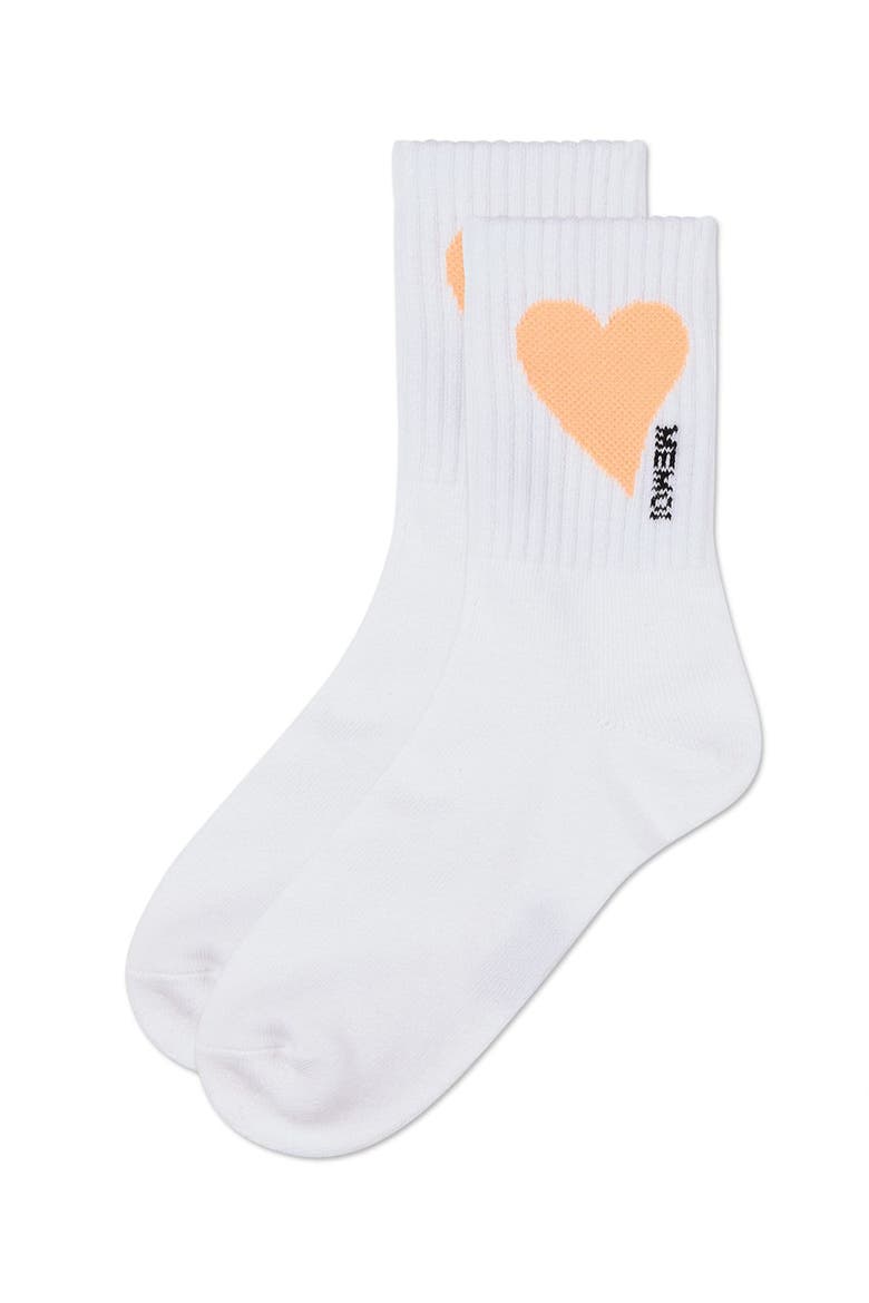 Single Heart Logo Crew Socks, Alternate, color, White