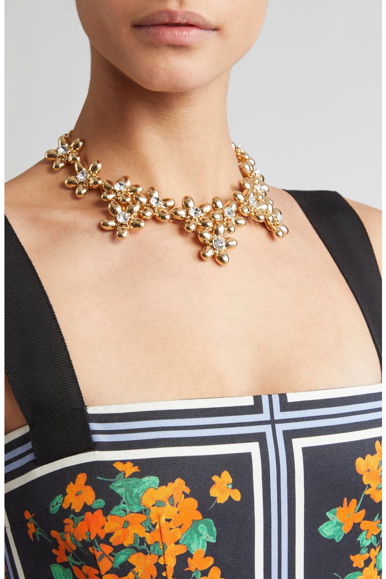 Flower Cluster Collar Necklace, Alternate, color, GOLD