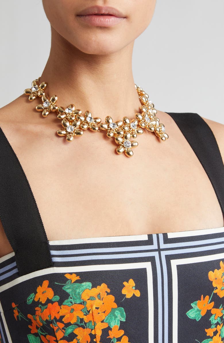Carolina Herrera Flower Cluster Collar Necklace, Alternate, color, Gold