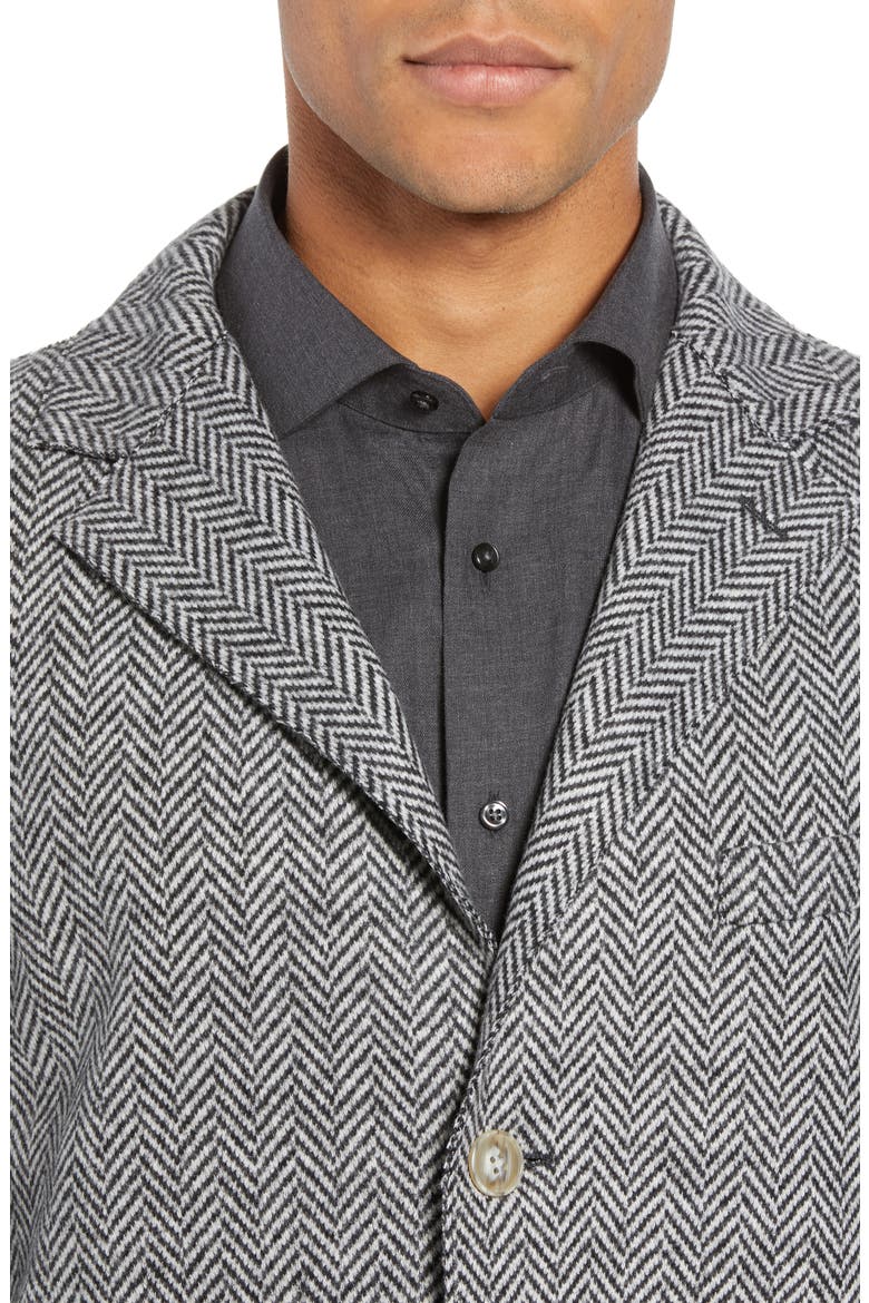 Trim Fit Wool Blend Top Coat, Alternate, color, GREY