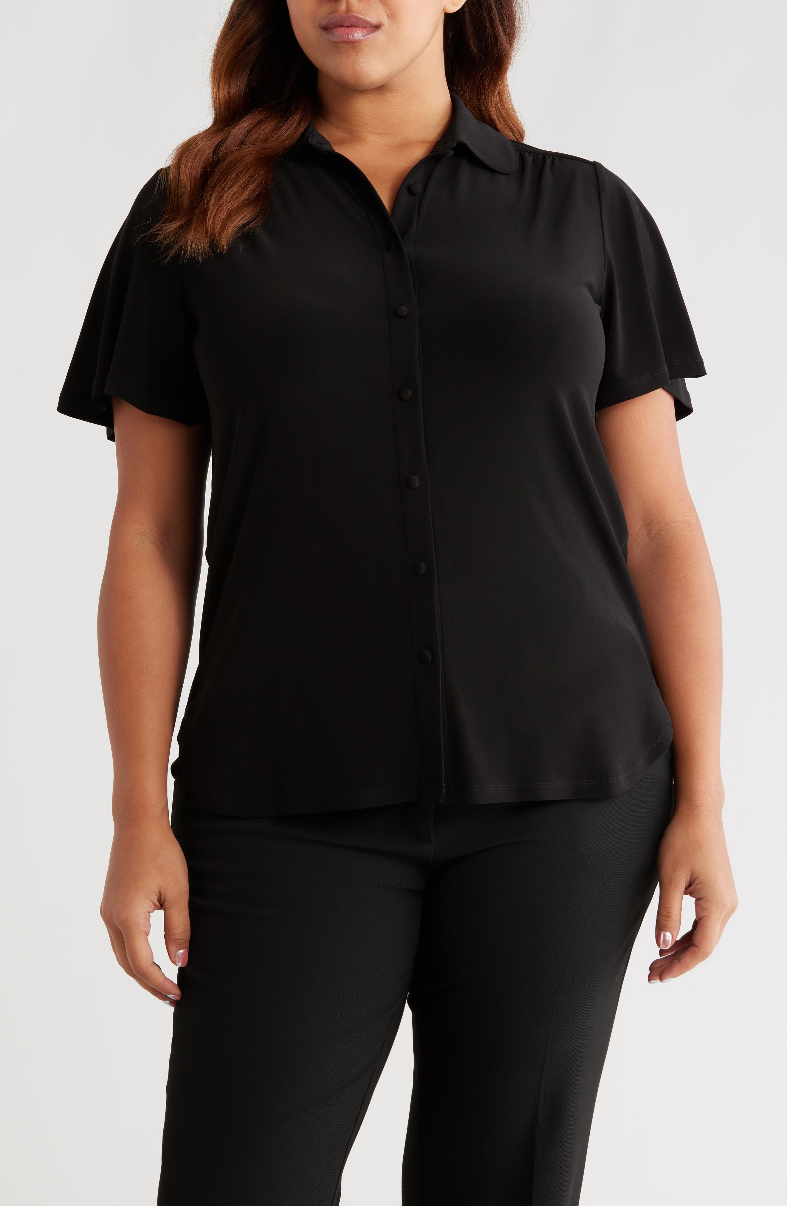 Short Sleeve Knit Button-Up Shirt