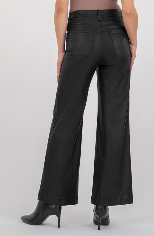 Kut From The Kloth Meg Coated Mid Rise Wide Leg Jeans In Black