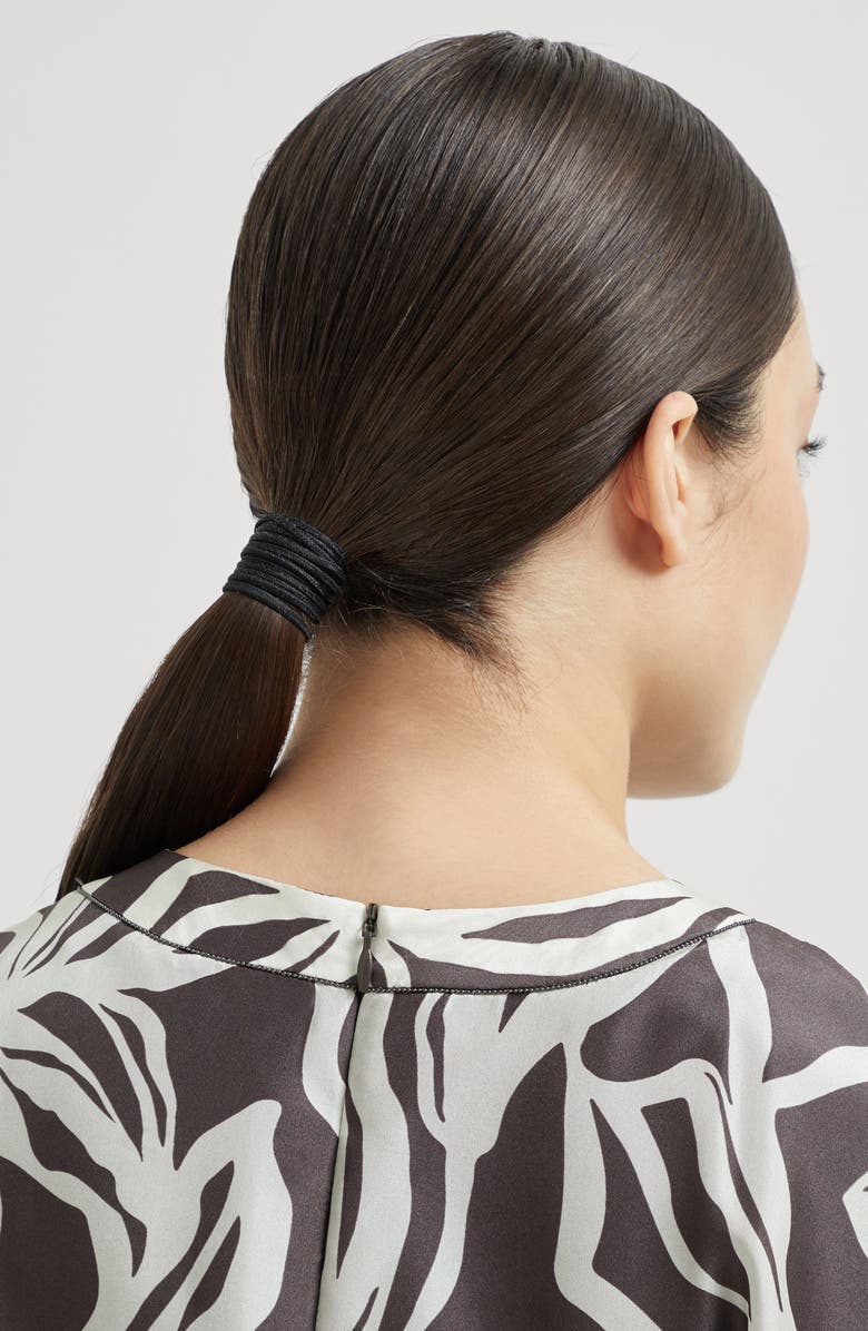 Brunello Cucinelli Floral print dress with monili, Alternate, color, Brown