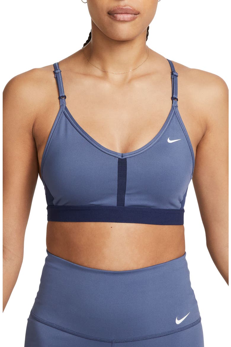 Indy Mesh Inset Sports Bra, Main, color, BLUE/ WHITE