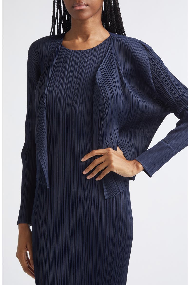 New Colorful Basics 4 Pleated Cardigan, Alternate, color, NAVY