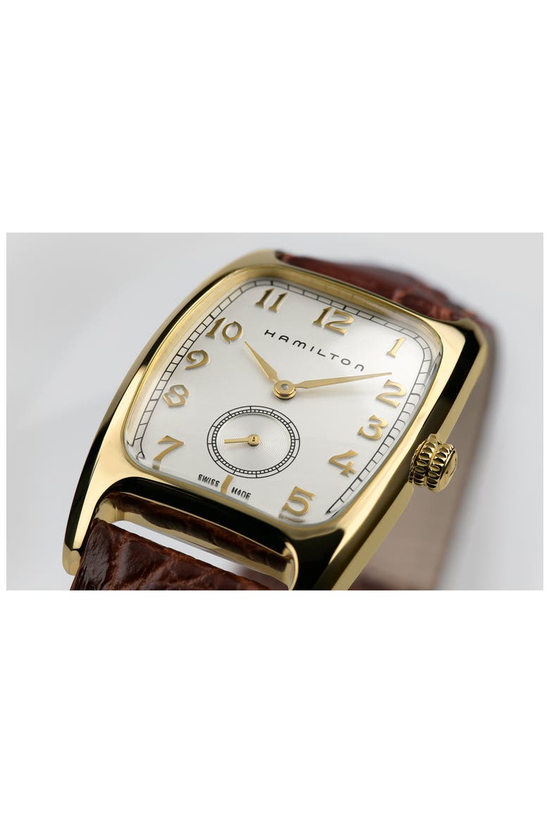 American Classic Boulton Leather Strap Watch, 27mm x 31mm, Alternate, color, WHITE