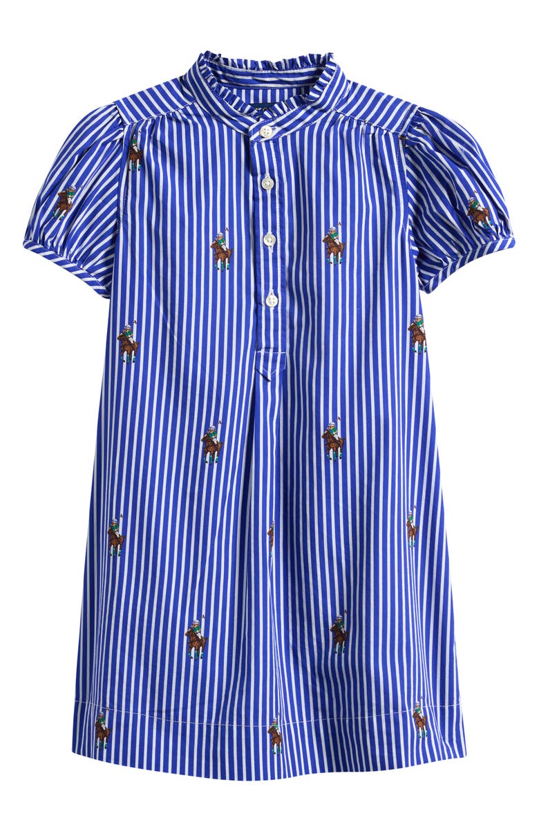 Polo Ralph Lauren Kids' Polo Bear Stripe Cotton Poplin Shirtdress, Main, color, Equestrian Bear Stripe