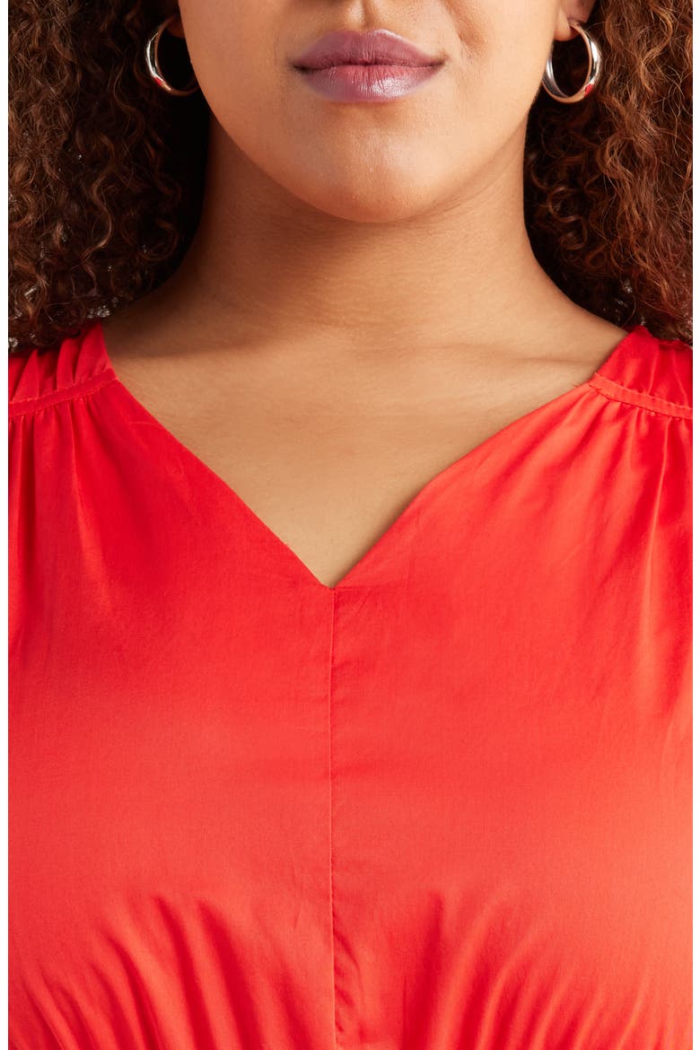 Arla Bubble Hem Cotton Dress, Alternate, color, POPPY RED