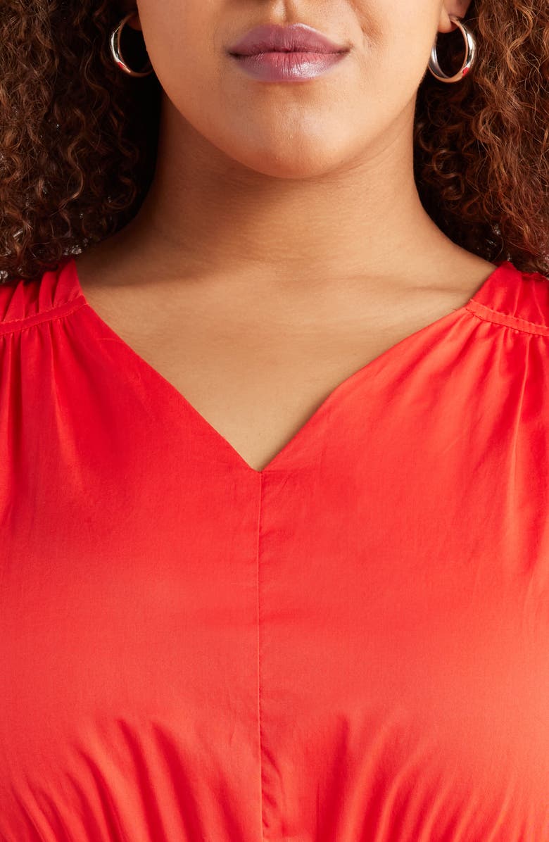 HARSHMAN Arla Bubble Hem Cotton Dress, Alternate, color, Poppy Red