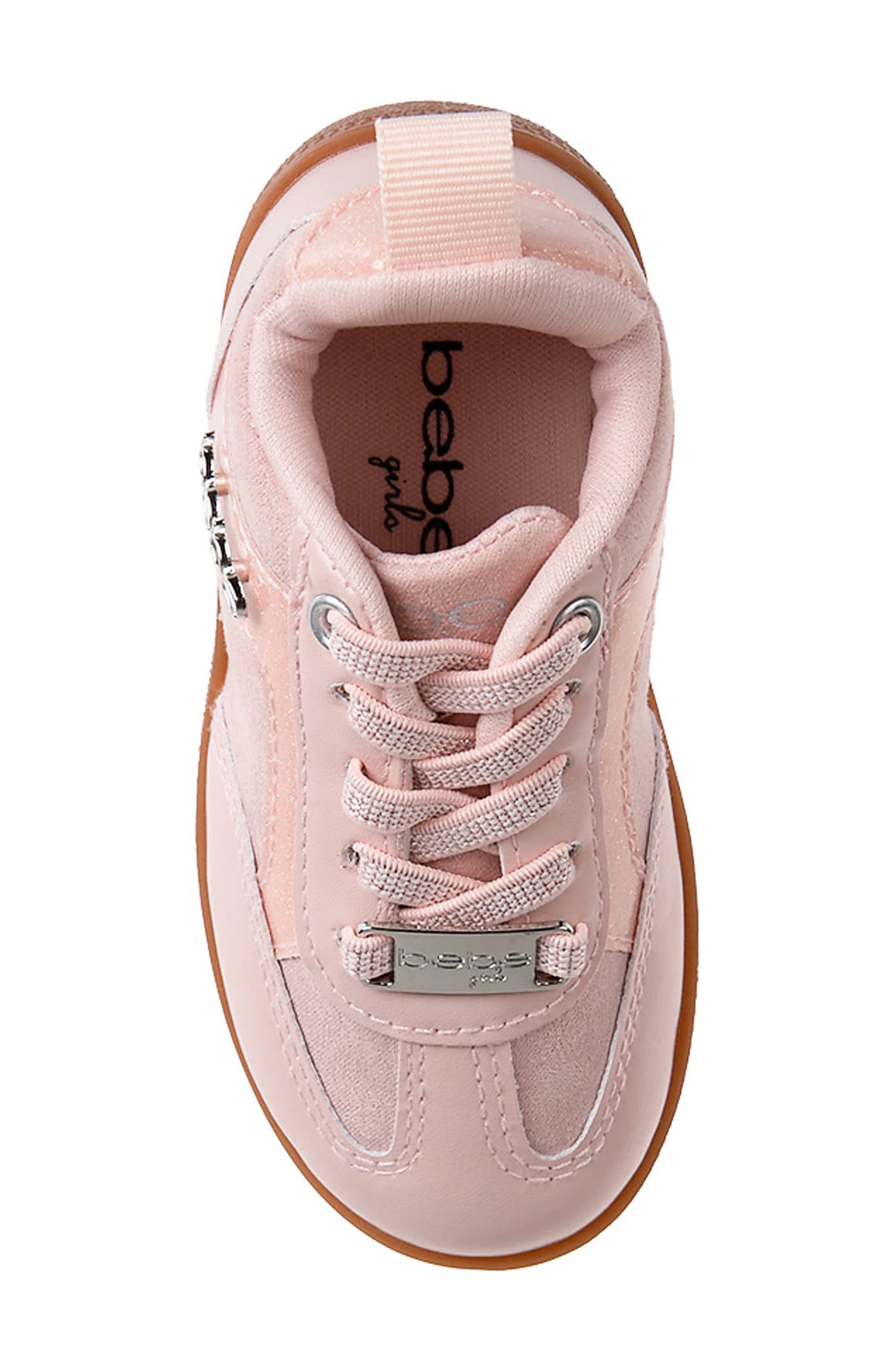 bebe Kids' Shimmer Sneaker, Alternate, color, Blush