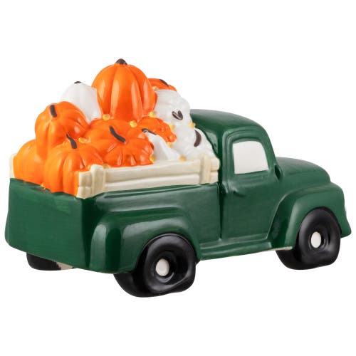 Northlight Led Lighted Ceramic Truck Hauling Pumpkins Fall Harvest Decoration In Green