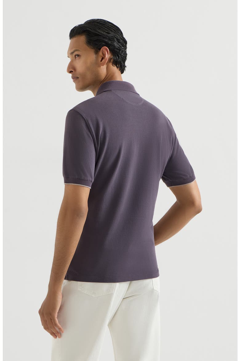 Cotton piqué polo shirt with logo, Alternate, color, Purple
