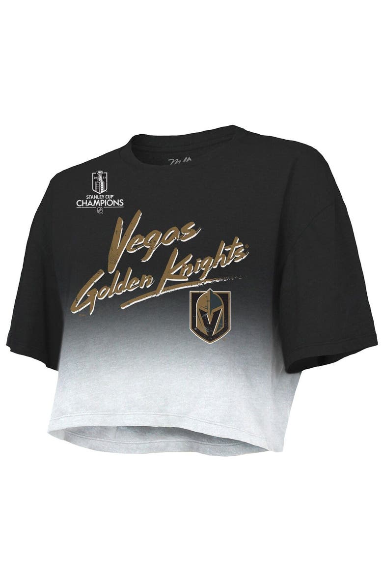 Majestic Threads Women's Majestic Threads Mark Stone Black Vegas Golden Knights 2023 Stanley Cup Champions Name & Number Dip-Dye Cropped T-Shirt, Alternate, color, 