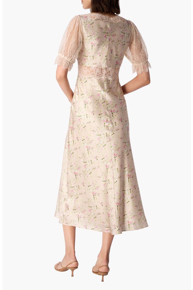 Dinah Floral Lace Silk Midi Dress, Alternate, color, ENGLISH COTTAGE/OAT