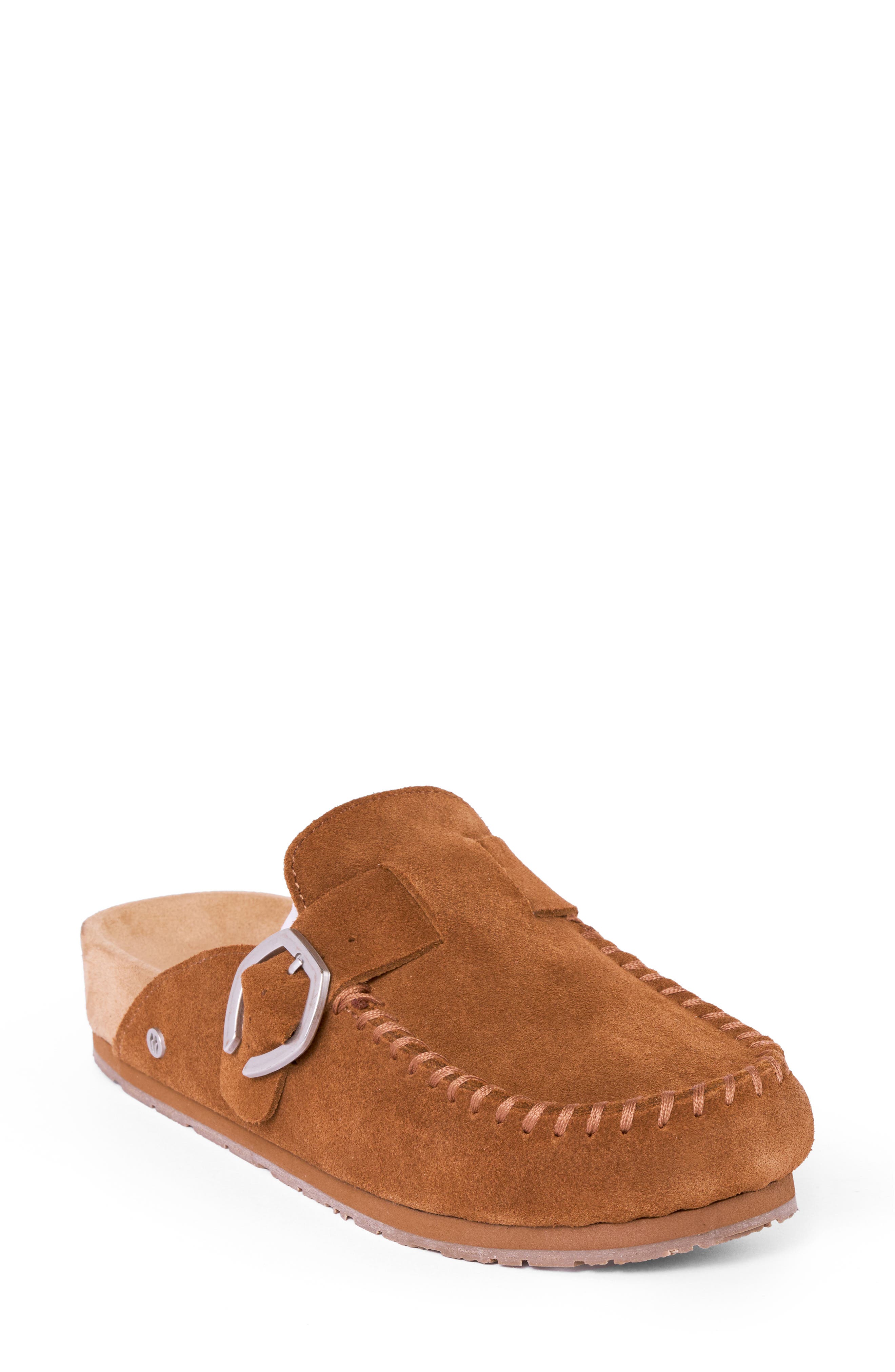 Minnetonka Buckle Clog, Main, color, Brown